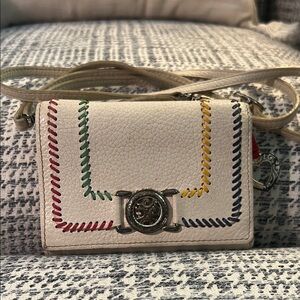 Brighton White and Red Crossbody Bag with Chain Strap